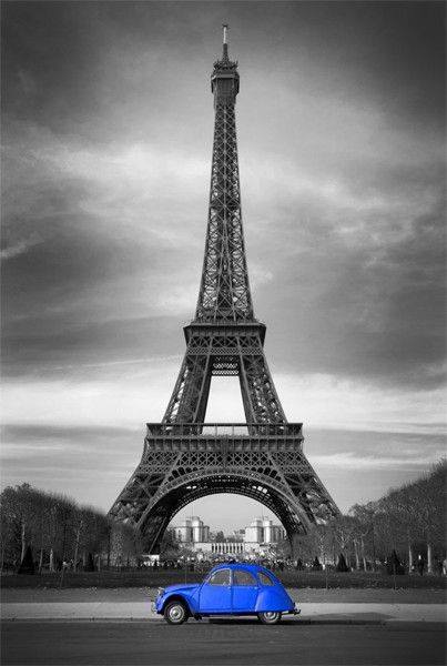 wallpaper et fond d'écran Paris noir et blanc Tour Eiffel paysage voiture