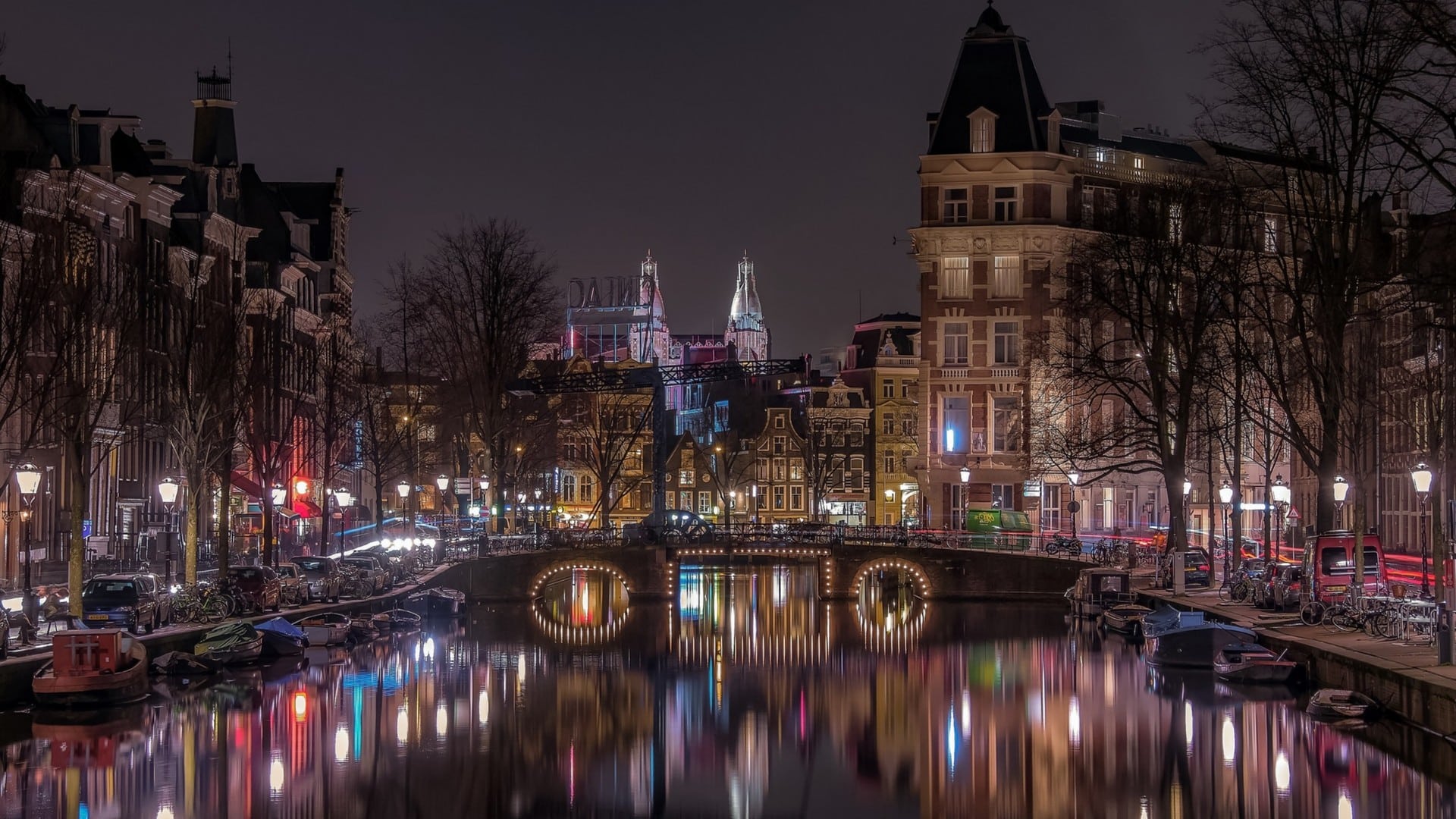 wallpaper et fond d'écran pays Amsterdam paysage ville city nuit voyage travel tourisme