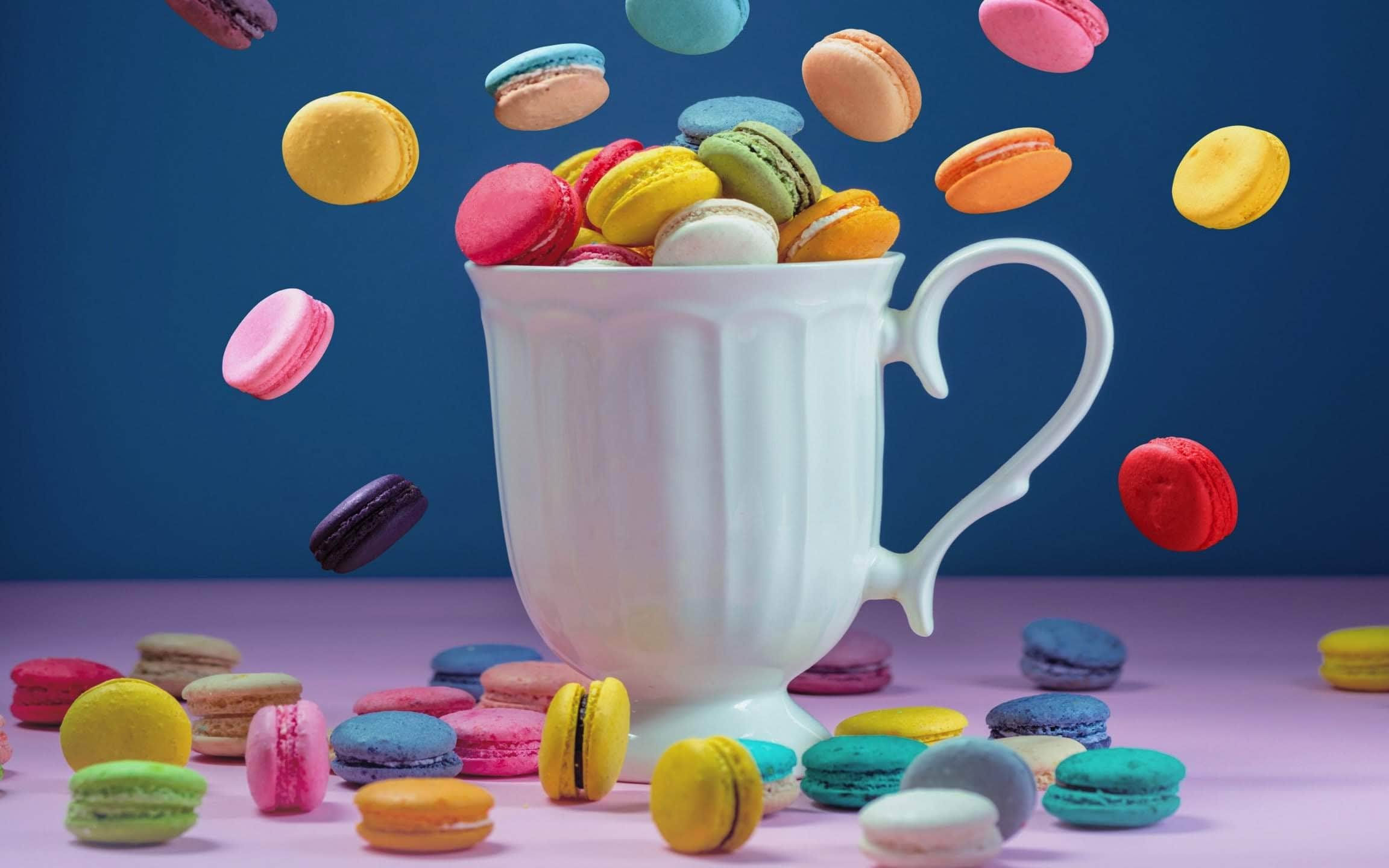 wallpaper et fond d'écran macarons tasse