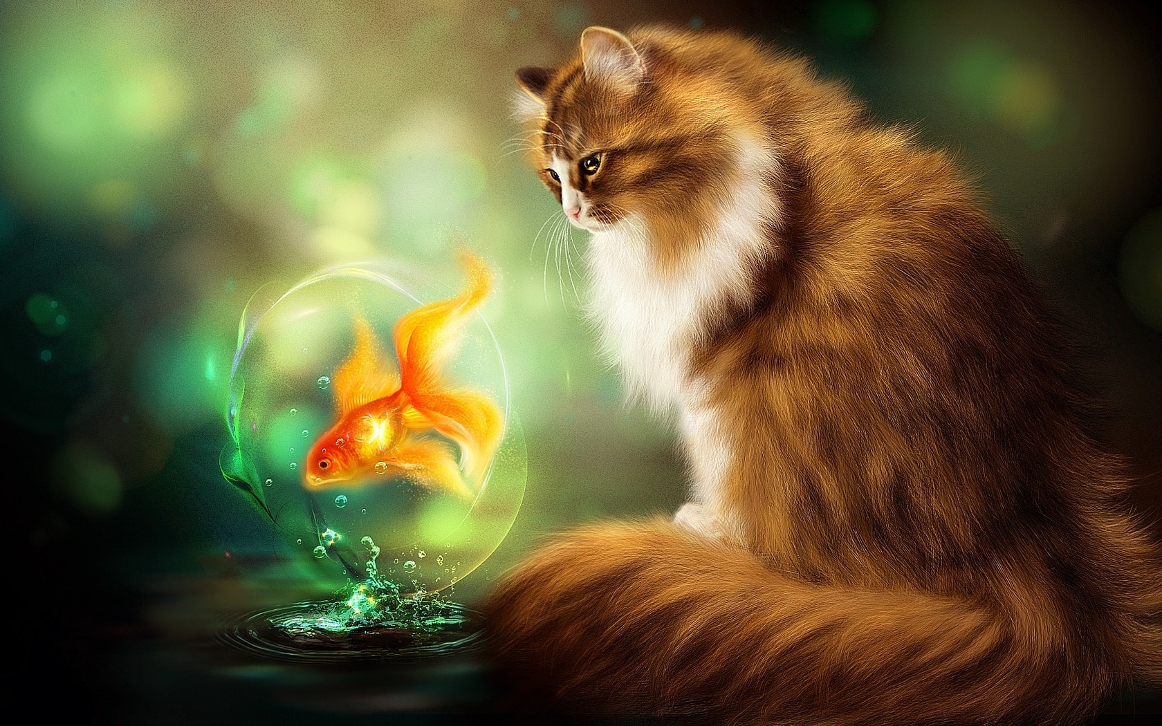 wallpapers et fonds d'écran chat fantasy poisson fantaisie cat fantastique