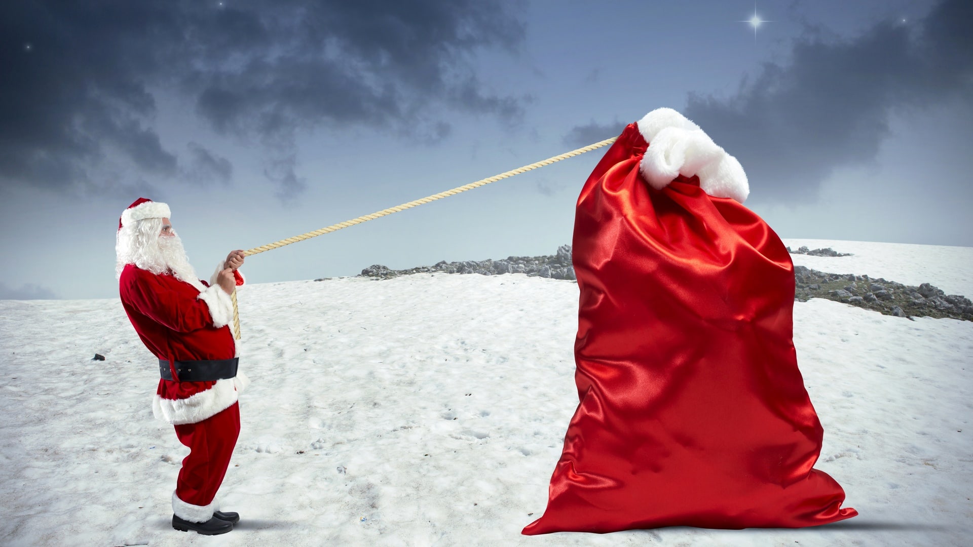 wallpaper et fond d'écran sac père noël hotte Santa claus fête hiver célébration