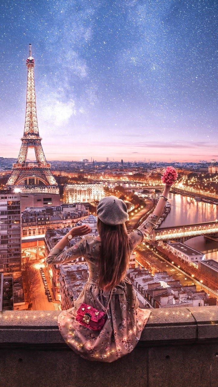 wallpaper et fond d'écran femme paris tour eiffel