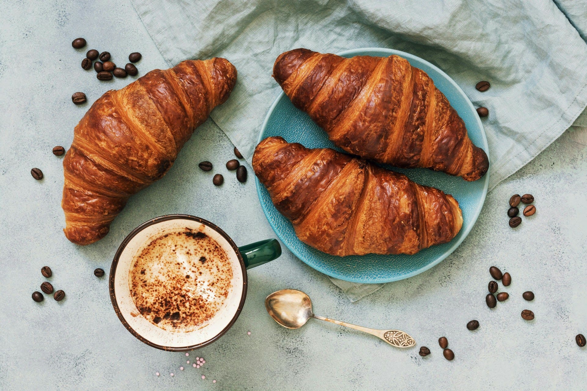 wallpaper et fond d'écran café croissants matin petit déjeuner nourriture