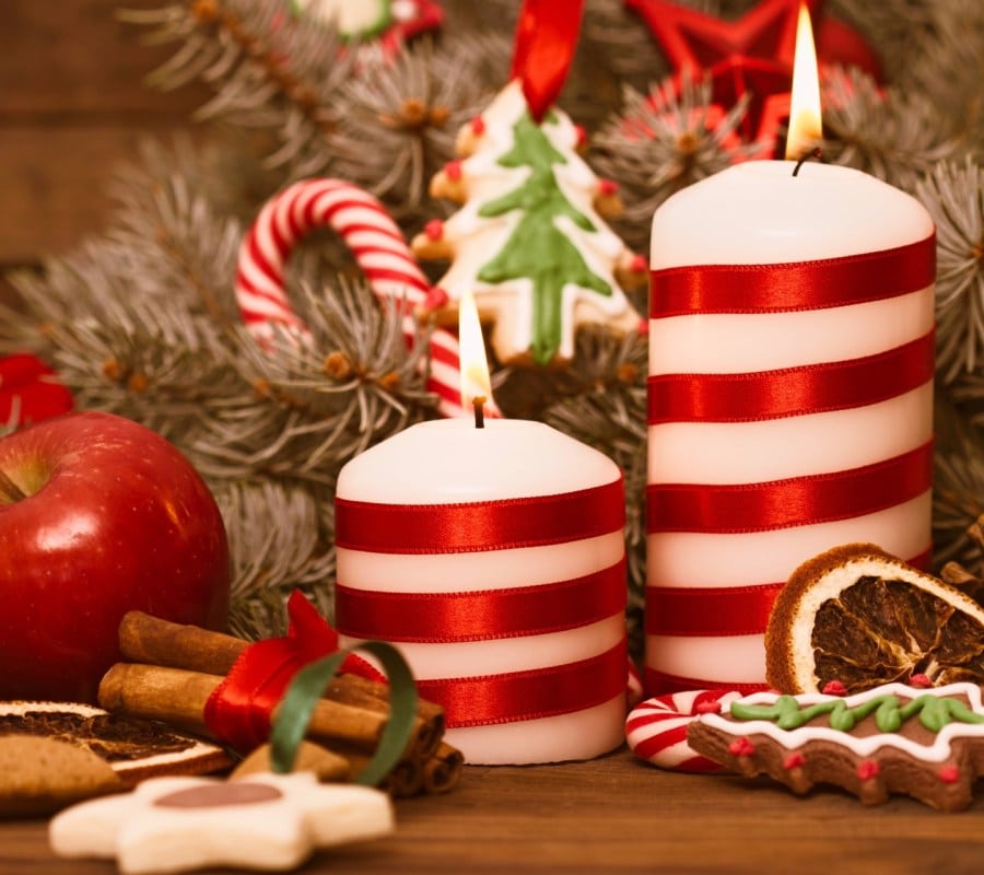 wallpaper et fond d'écran décoration sapin bougie boules fête Noël