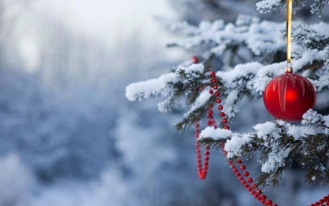 wallpaper et fond d'écran décoration sapin Noël boules fête neige hiver