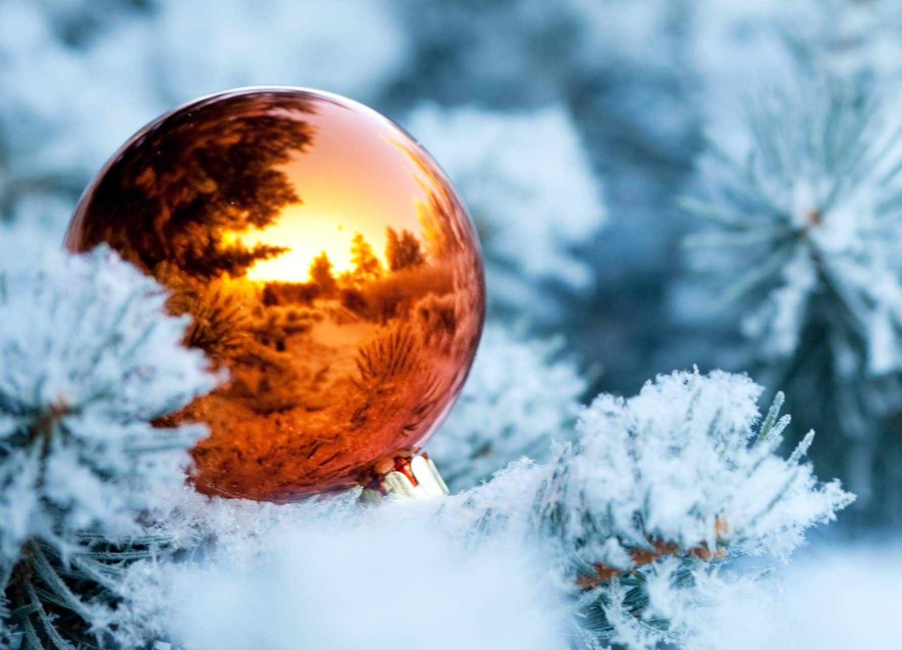 wallpaper et fond d'écran décoration Noël fête sapin boules neige