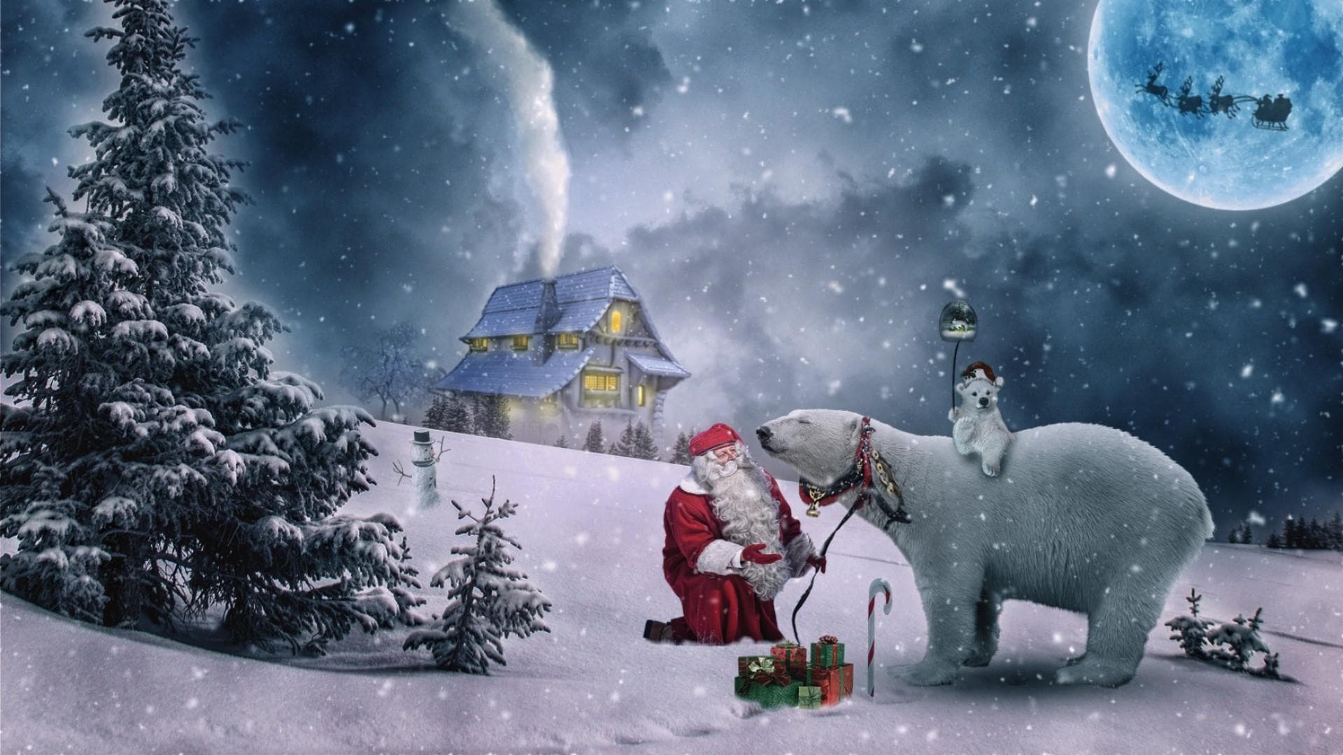 wallpaper et fond d'écran Noël hiver nature père Noël paysage