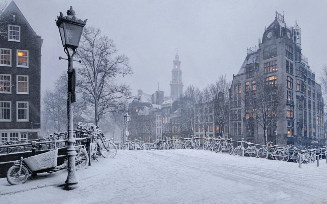 wallpaper et fond d'écran Amsterdam pays paysage neige voyage hiver saison nature