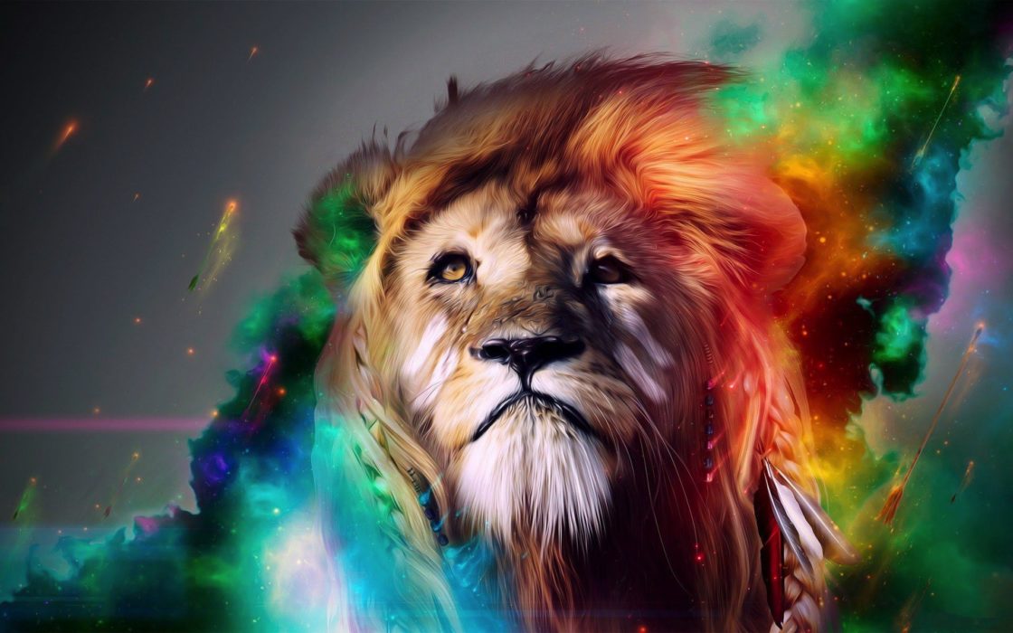 wallpaper et fond d'écran art graphique lion numérique animals animaux portrait