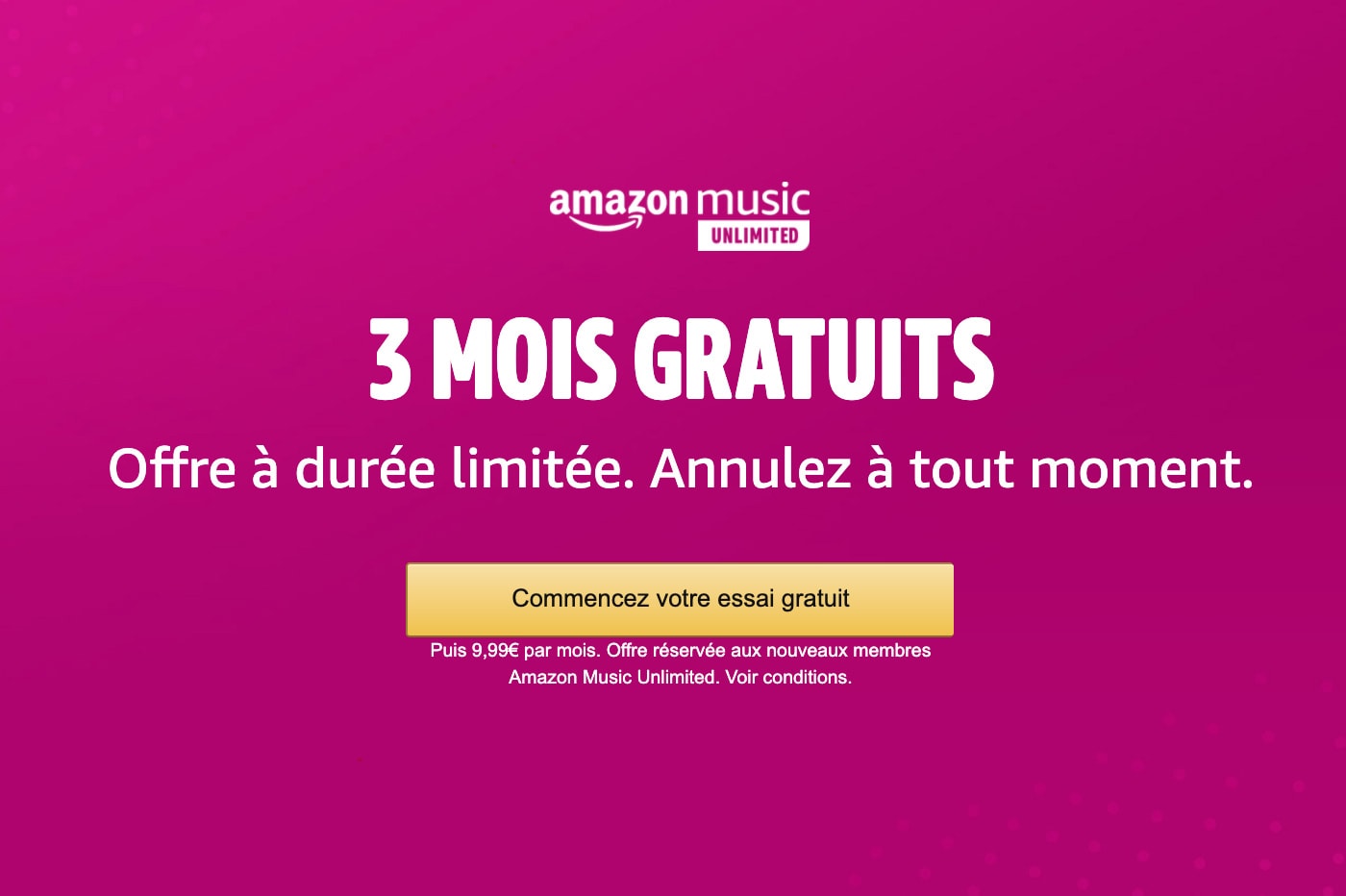 Amazon Music 3 mois gratuit