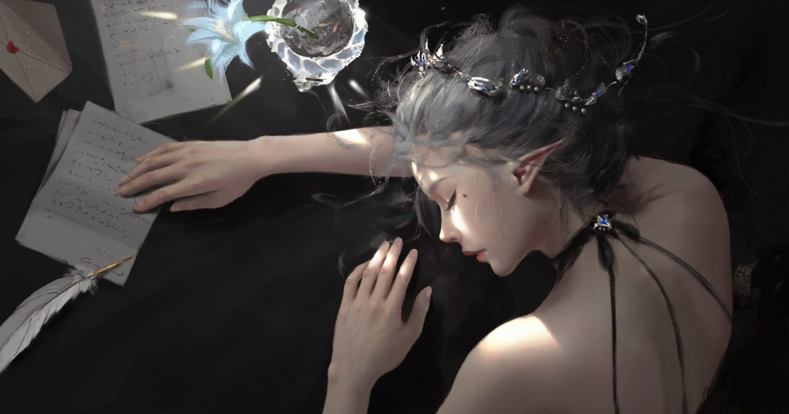 wallpaper et fond d'écran elfe sommeil dormir fantasy fantastique femme