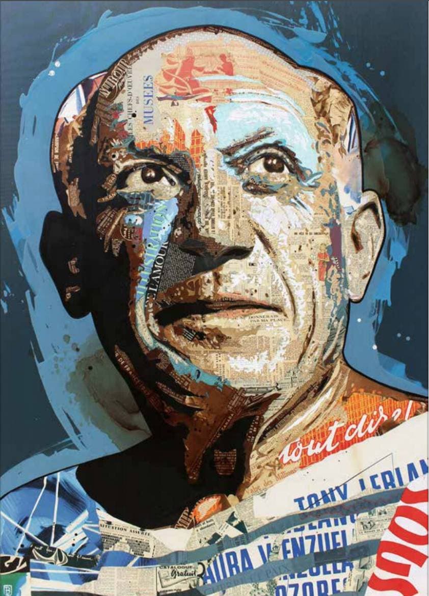 image art artiste artist peintre painting peinture portrait talent femme homme célébrité illustration collage toile oeuvre