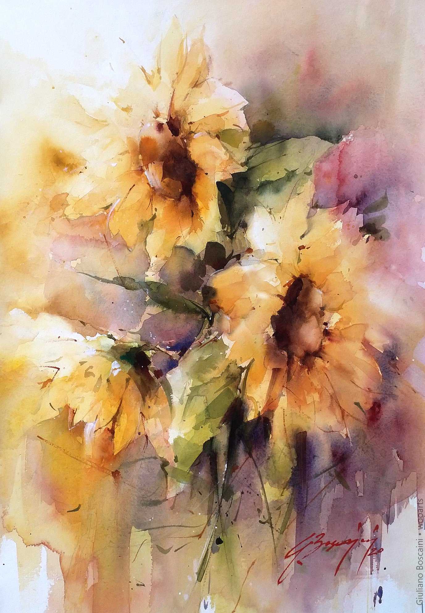 image femme peintre portrait fleurs artiste art peinture painting artist huile toile tableau paysage talent pinceaux illustration Giuliano Boscaini