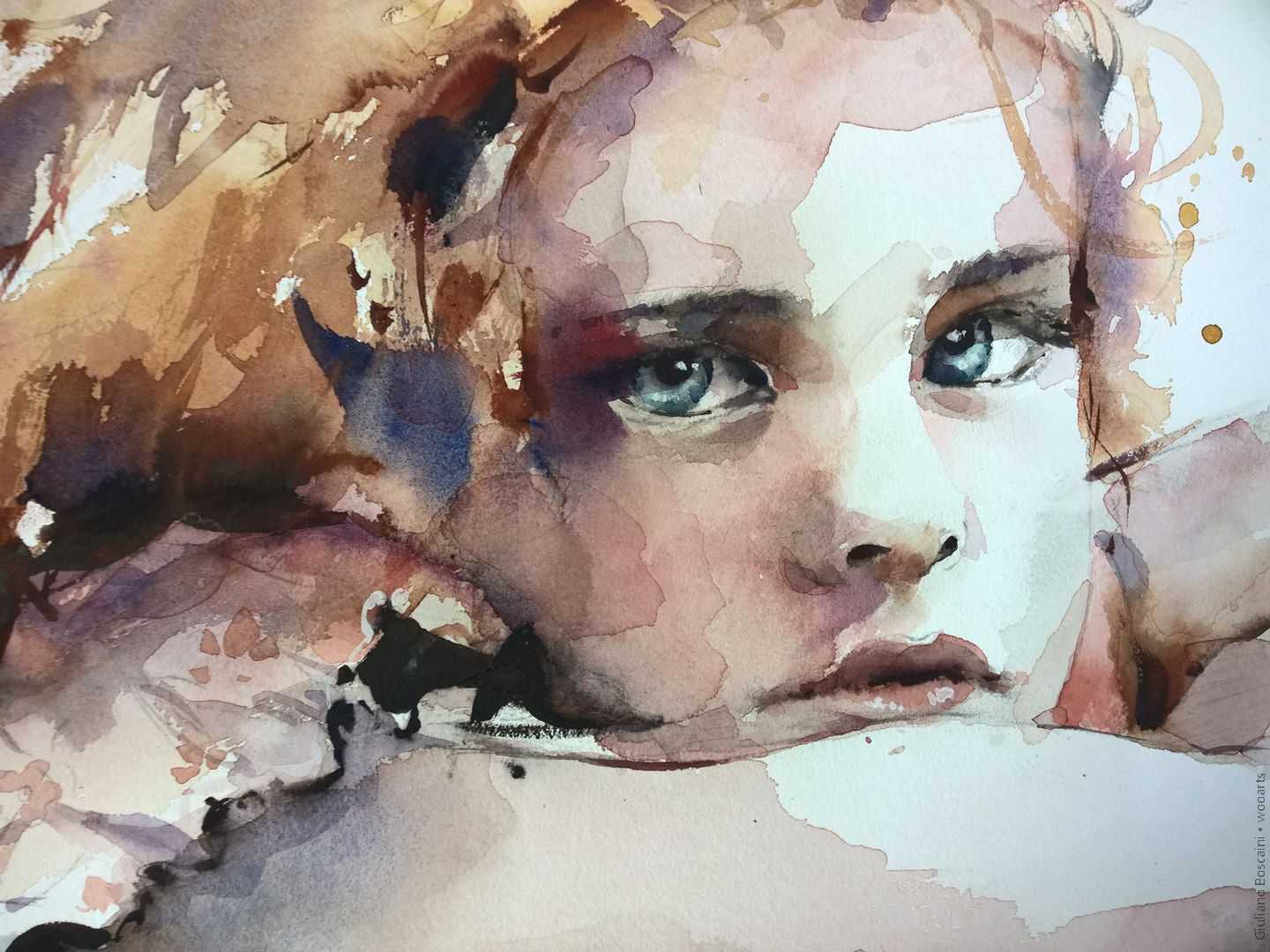 image femme peintre portrait fleurs artiste art peinture painting artist huile toile tableau paysage talent pinceaux illustration Giuliano Boscaini