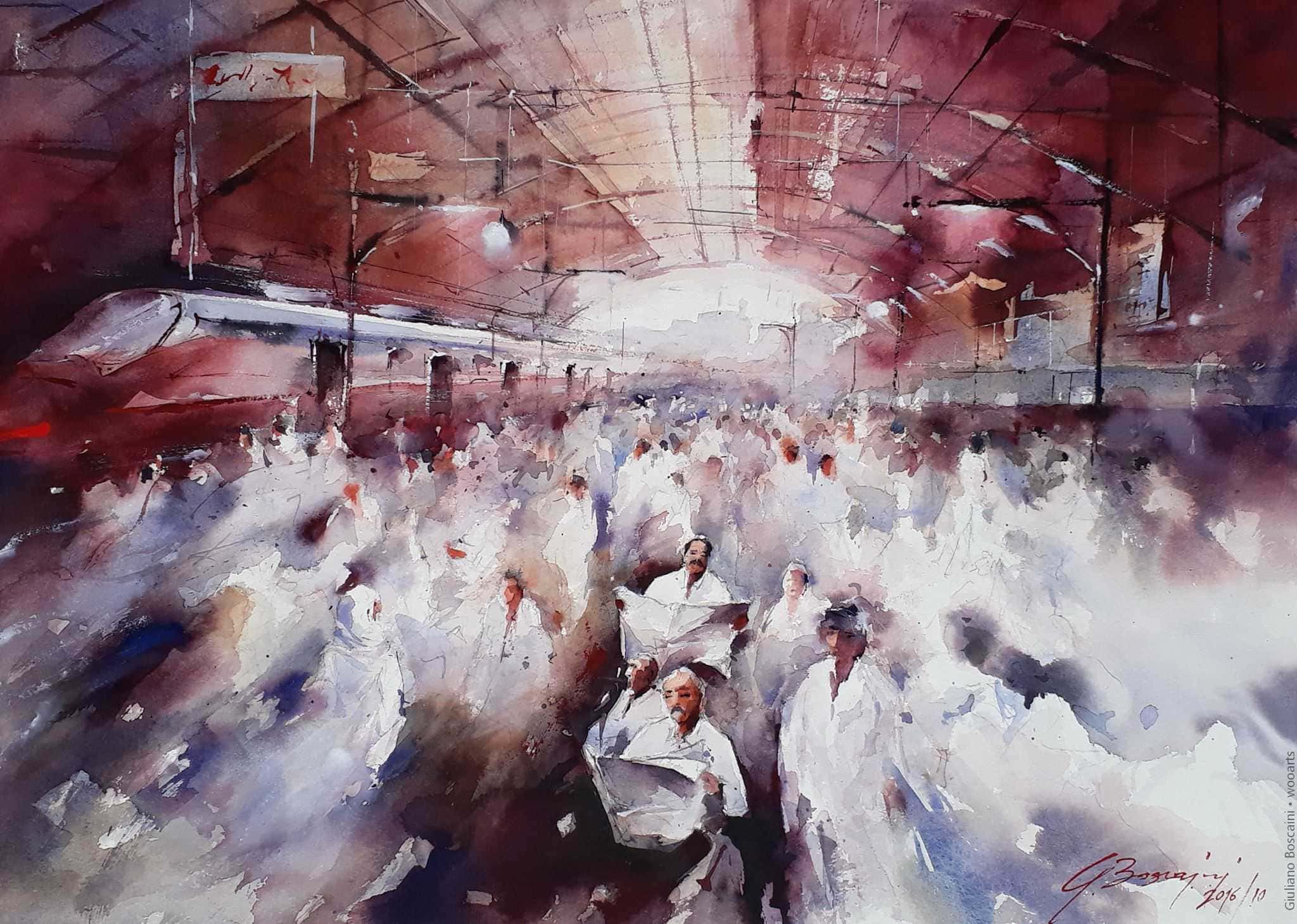 image femme peintre portrait fleurs artiste art peinture painting artist huile toile tableau paysage talent pinceaux illustration Giuliano Boscaini