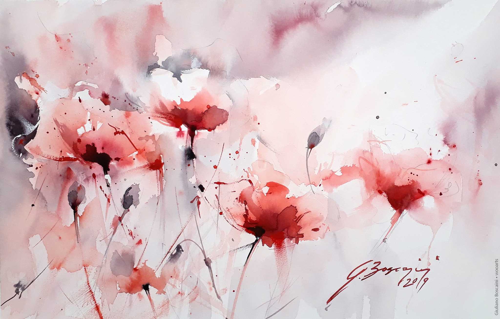 image femme portrait fleurs artiste art peinture painting artist huile toile tableau paysage talent pinceaux illustration Giuliano Boscaini