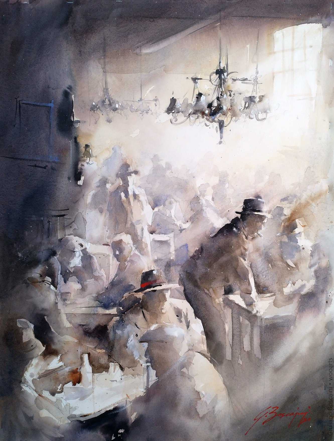 image femme peintre portrait fleurs artiste art peinture painting artist huile toile tableau paysage talent pinceaux illustration Giuliano Boscaini