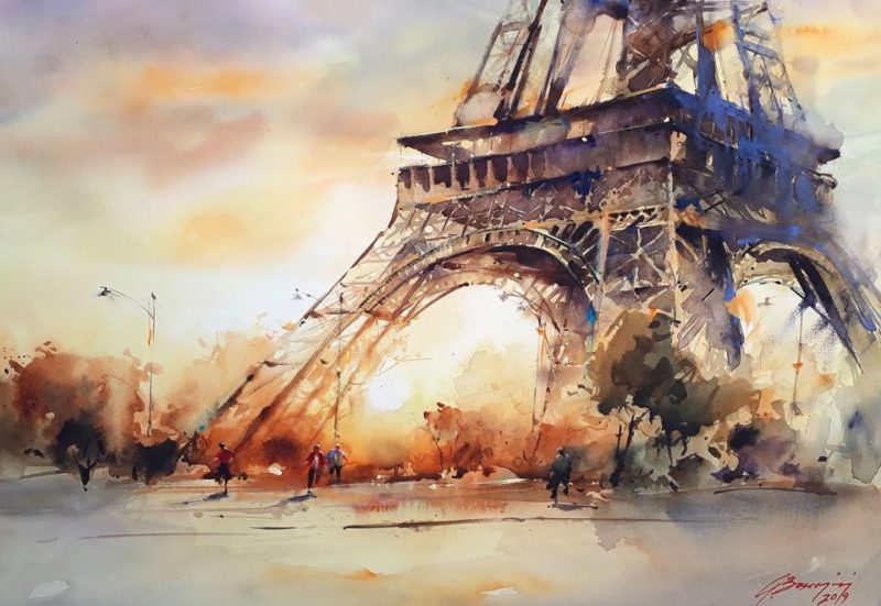 image femme peintre portrait fleurs artiste art peinture painting artist huile toile tableau paysage talent pinceaux illustration Giuliano Boscaini