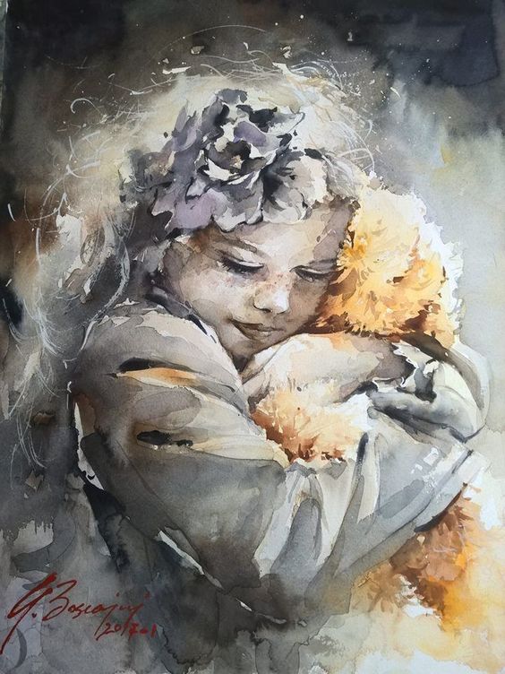 image femme peintre portrait fleurs artiste art peinture painting artist huile toile tableau paysage talent pinceaux illustration Giuliano Boscaini