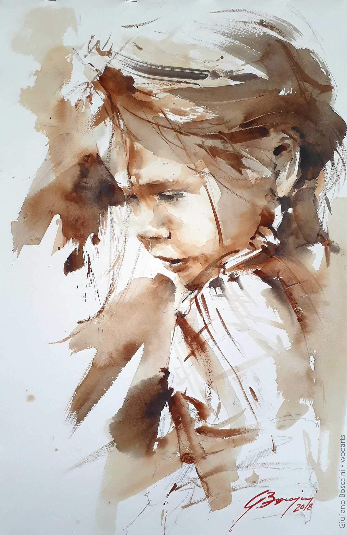 image femme peintre portrait fleurs artiste art peinture painting artist huile toile tableau paysage talent pinceaux illustration Giuliano Boscaini