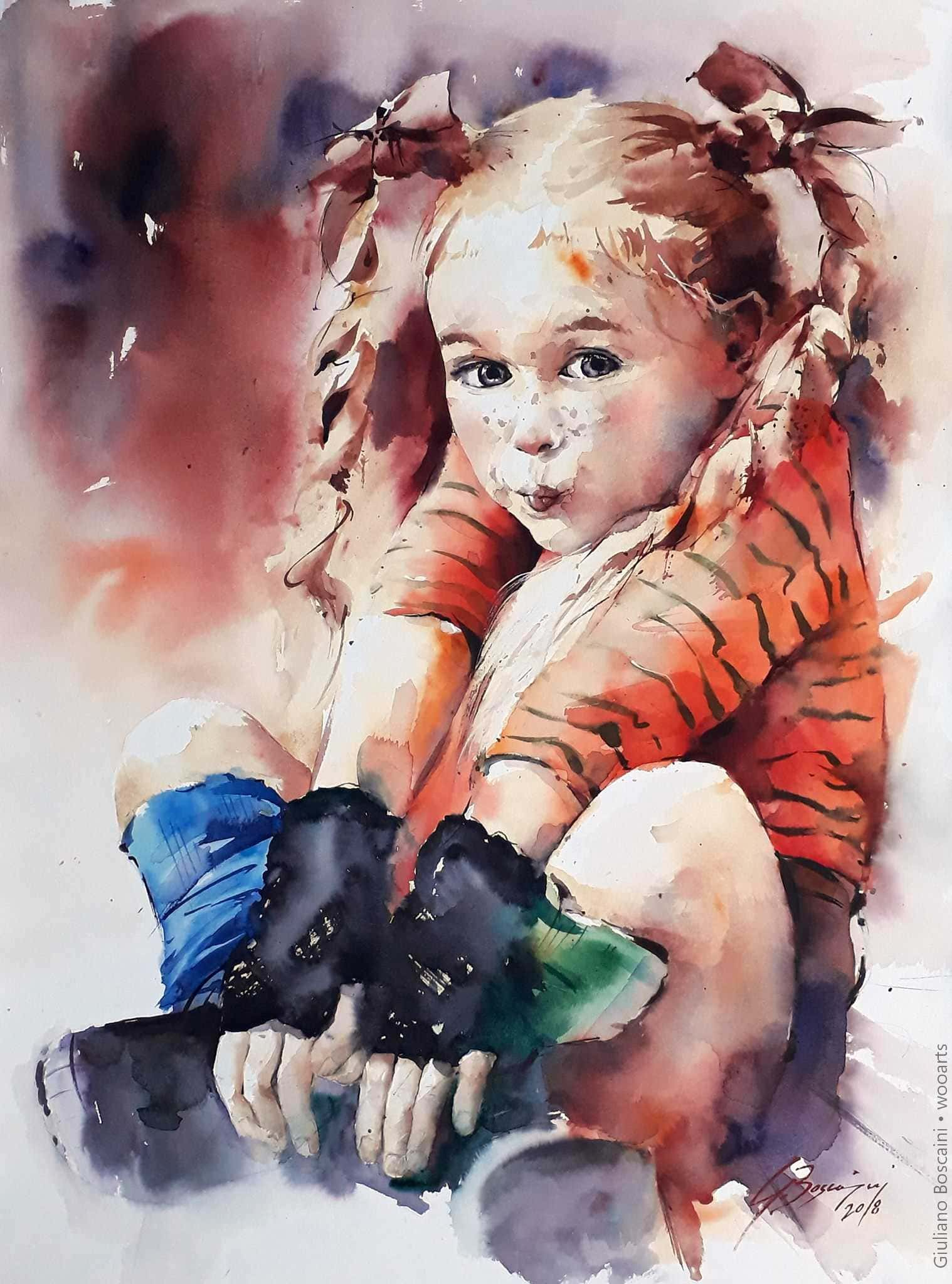 image femme peintre portrait fleurs artiste art peinture painting artist huile toile tableau paysage talent pinceaux illustration Giuliano Boscaini