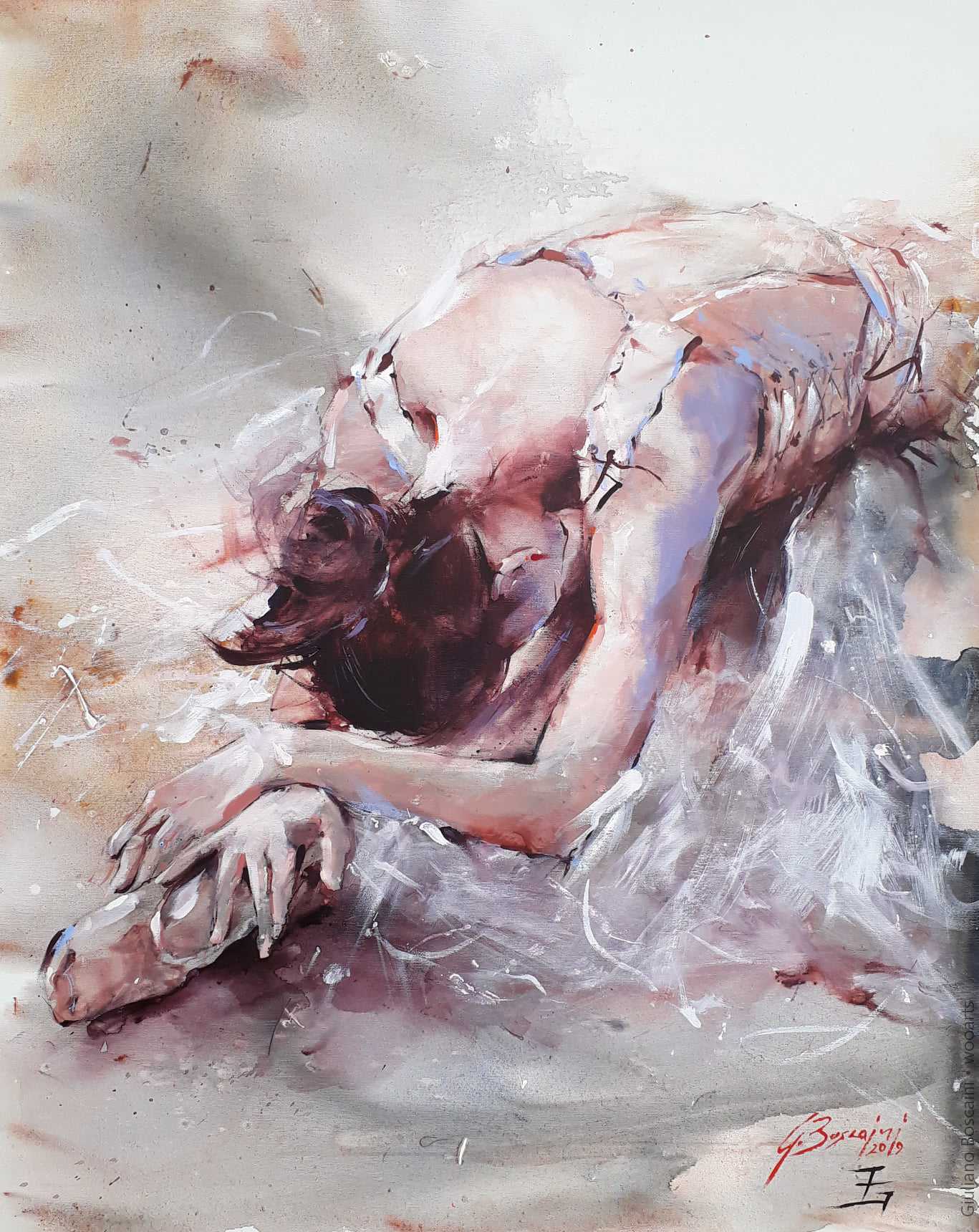 image femme portrait artiste art peinture painting artist huile toile tableau paysage talent pinceaux illustration Giuliano Boscaini