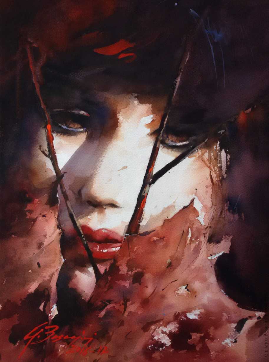 image femme peintre portrait fleurs artiste art peinture painting artist huile toile tableau paysage talent pinceaux illustration Giuliano Boscaini