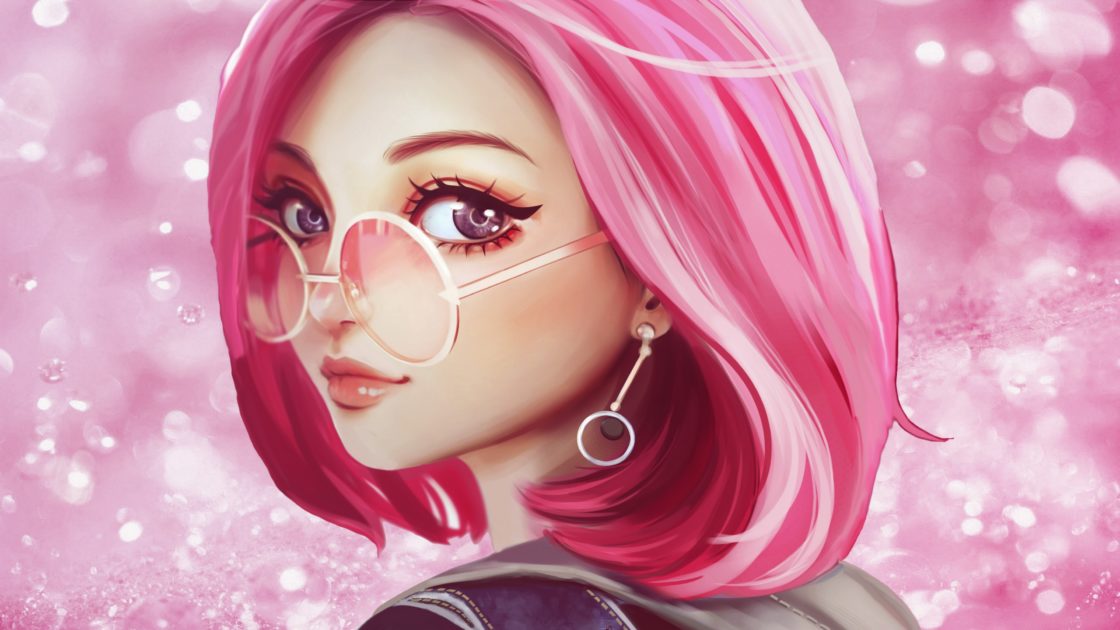 wallpaper et fond d'écran animé girl fille fantasy fantaisie portrait belle beautiful rose pink anime