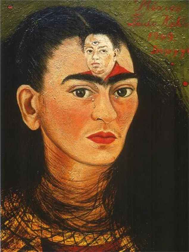 image artiste art artist peinture peintre portrait painting Frida Kahlo talent femme woman oeuvre tableau toile pinceau illustration