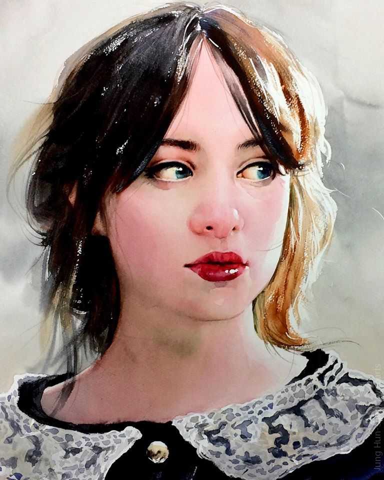 image picture artiste art artist peinture painting aquarelle pinceau toile portrait femme homme tableau talent Jung Hun-sung oeuvres illustration