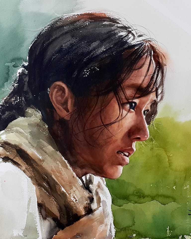 image picture artiste art artist peinture painting aquarelle pinceau toile portrait femme homme tableau talent Jung Hun-sung oeuvres illustration