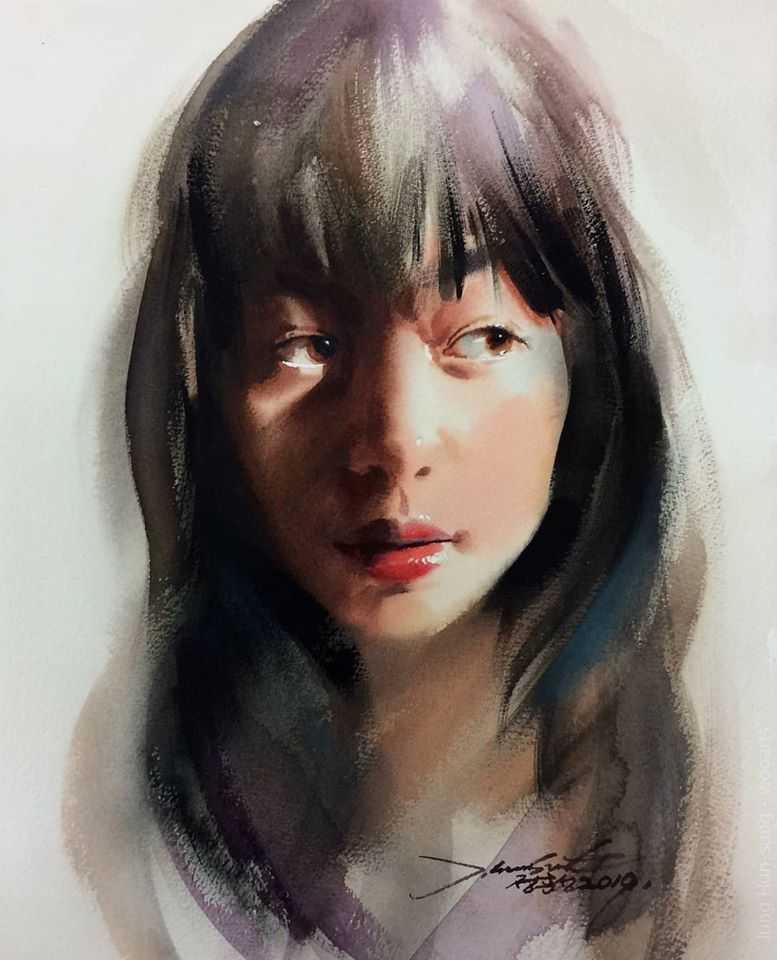 image picture artiste art artist peinture painting aquarelle pinceau toile portrait femme homme tableau talent Jung Hun-sung oeuvres illustration