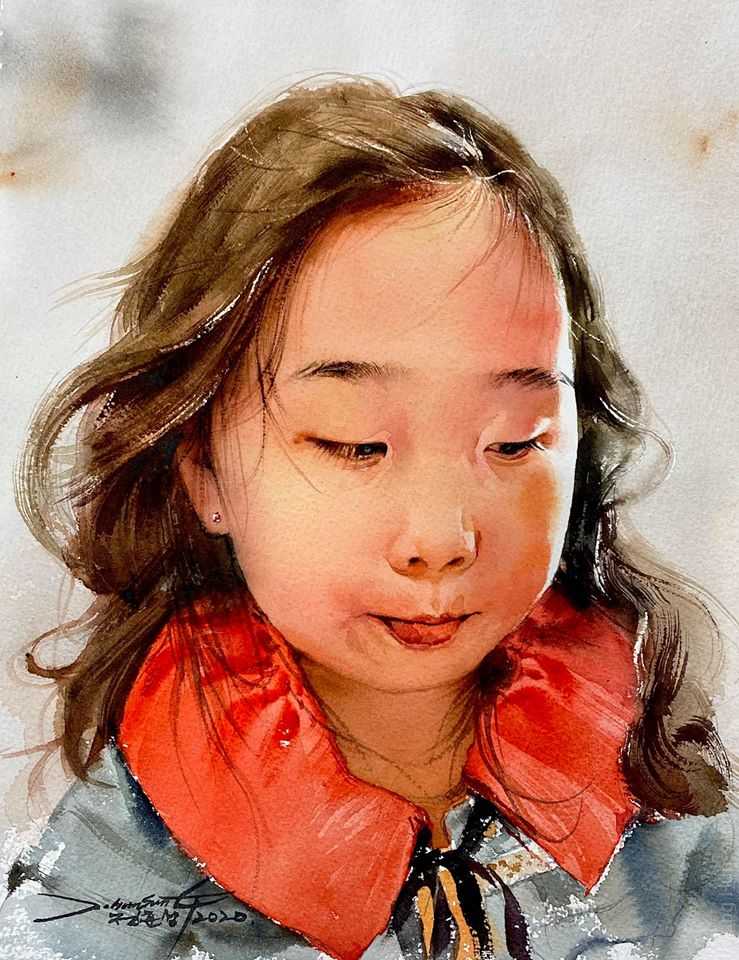 image picture artiste art artist peinture painting aquarelle pinceau toile portrait femme homme tableau talent Jung Hun-sung oeuvres illustration