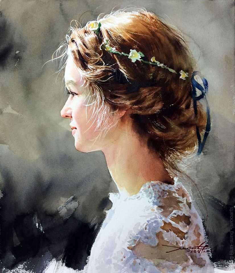 image picture artiste art artist peinture painting aquarelle pinceau toile portrait femme homme tableau talent Jung Hun-sung oeuvres illustration