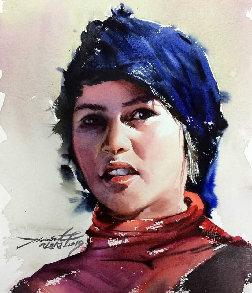 image picture artiste art artist peinture painting aquarelle pinceau toile portrait femme homme tableau talent Jung Hun-sung oeuvres illustration