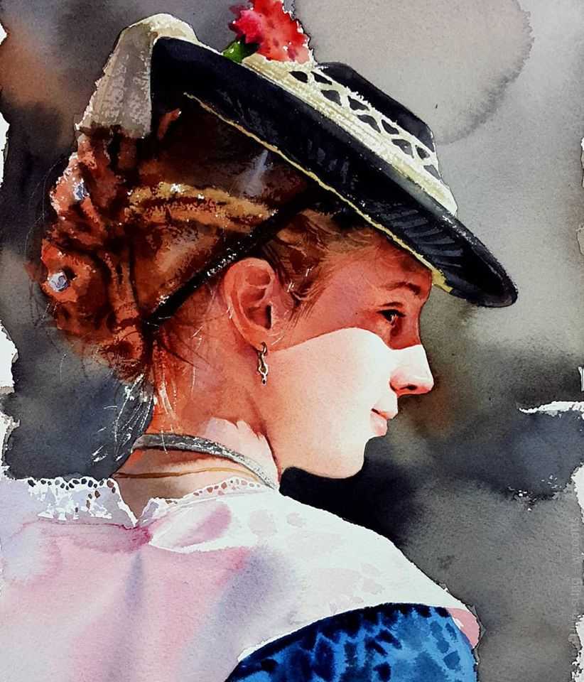 image picture artiste art artist peinture painting aquarelle pinceau toile portrait femme homme tableau talent Jung Hun-sung oeuvres illustration