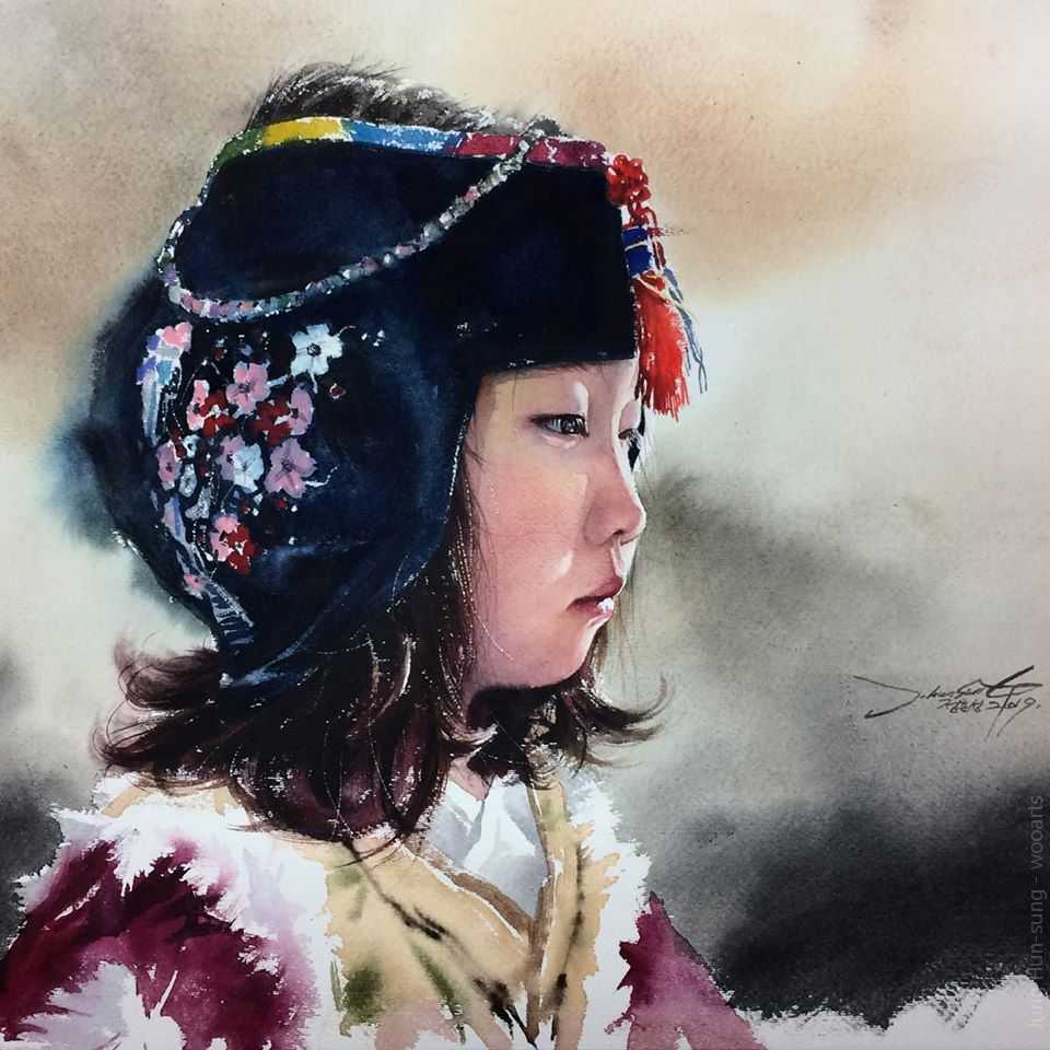 image picture artiste art artist peinture painting aquarelle pinceau toile portrait femme homme tableau talent Jung Hun-sung oeuvres illustration