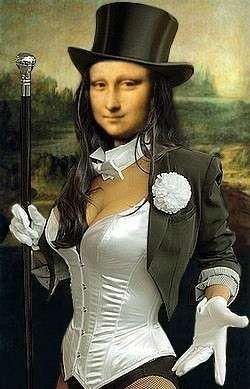 image art artiste Mona Lisa Joconde humour drôle amusant femme woman Léonard de Vinci peinture painting funny portrait Joconde détournée