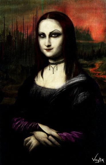 image art artiste Mona Lisa Joconde humour drôle amusant femme woman Léonard de Vinci peinture painting funny portrait Joconde détournée