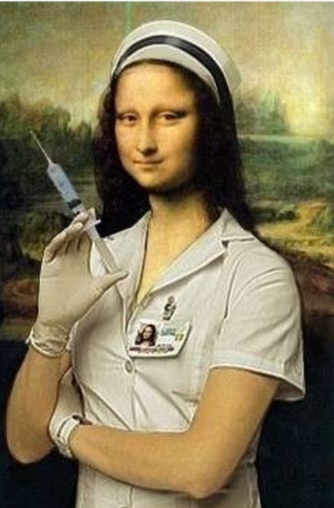 image art artiste Mona Lisa Joconde humour drôle amusant femme woman Léonard de Vinci peinture painting funny portrait Joconde détournée