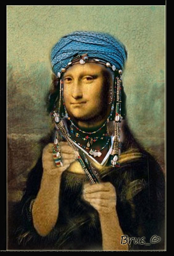 image art artiste Mona Lisa Joconde humour drôle amusant femme woman Léonard de Vinci peinture painting funny portrait Joconde détournée