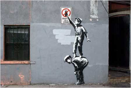 image artiste picture art artist street art Banksy graffiti rue mur illustration illustrateur création oeuvre oeuvre d'art art urbain célébrité homme man