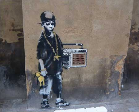 image artiste picture art artist street art Banksy graffiti rue mur illustration illustrateur création oeuvre oeuvre d'art art urbain célébrité homme man