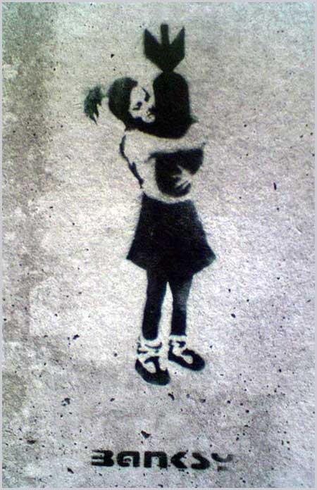 image artiste picture art artist street art Banksy graffiti rue mur illustration illustrateur création oeuvre oeuvre d'art art urbain célébrité homme man