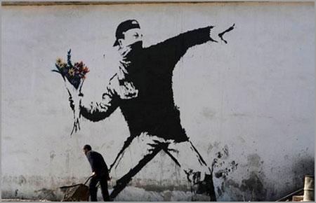 image artiste picture art artist street art Banksy graffiti rue mur illustration illustrateur création oeuvre oeuvre d'art art urbain célébrité homme man