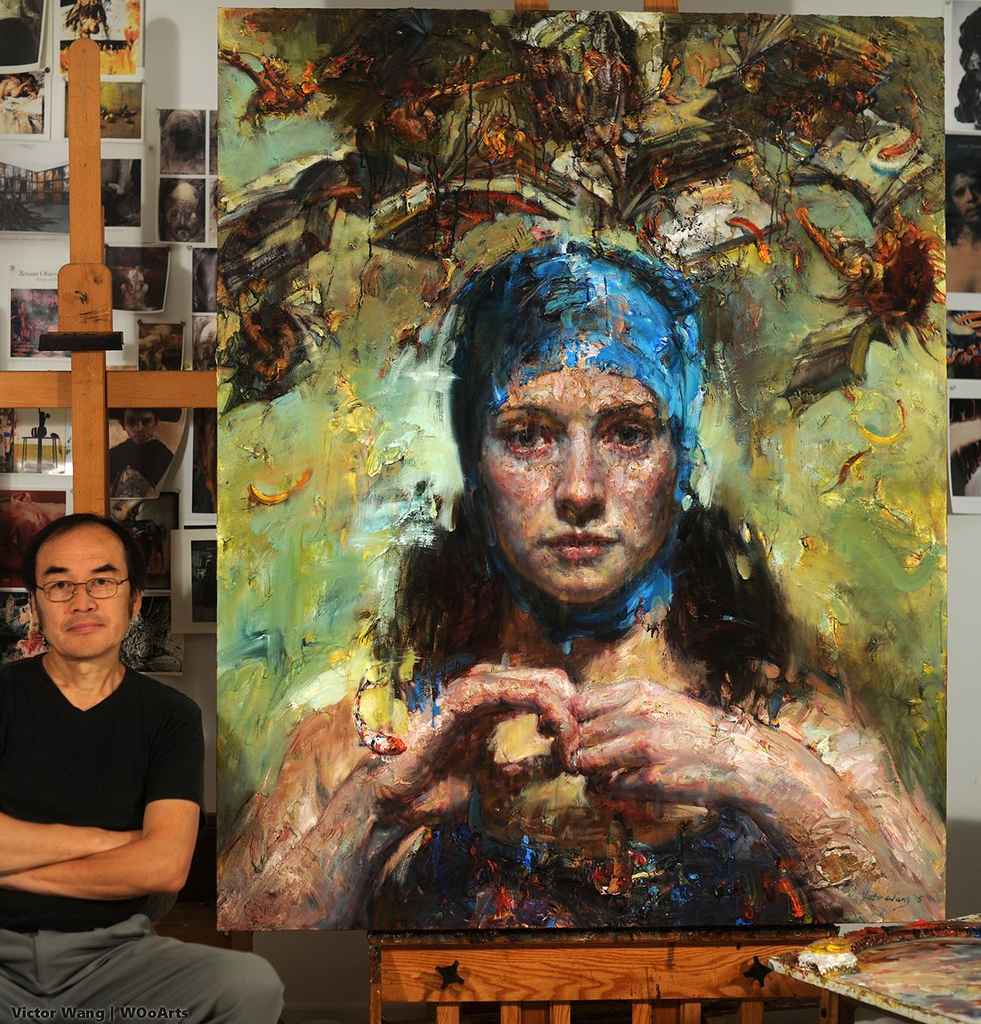 image artiste art artist peintre peinture painting portrait huile talent toile tableau oeuvre d'art Victor Wang illustration création pinceau