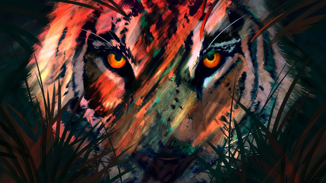 wallpaper et fond d'écran tigre tiger graphique peinture painting félin animals animaux digital art graphic illustration image photo