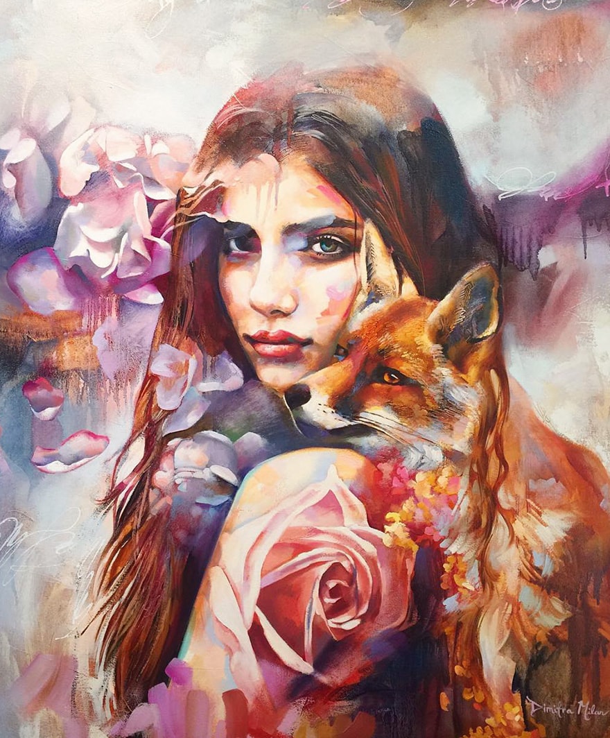 image photo art artiste artist peinture portrait painting peintre oeuvre d'art toile tableau pinceau création illustration illustrateur femme woman Dimitra Milan