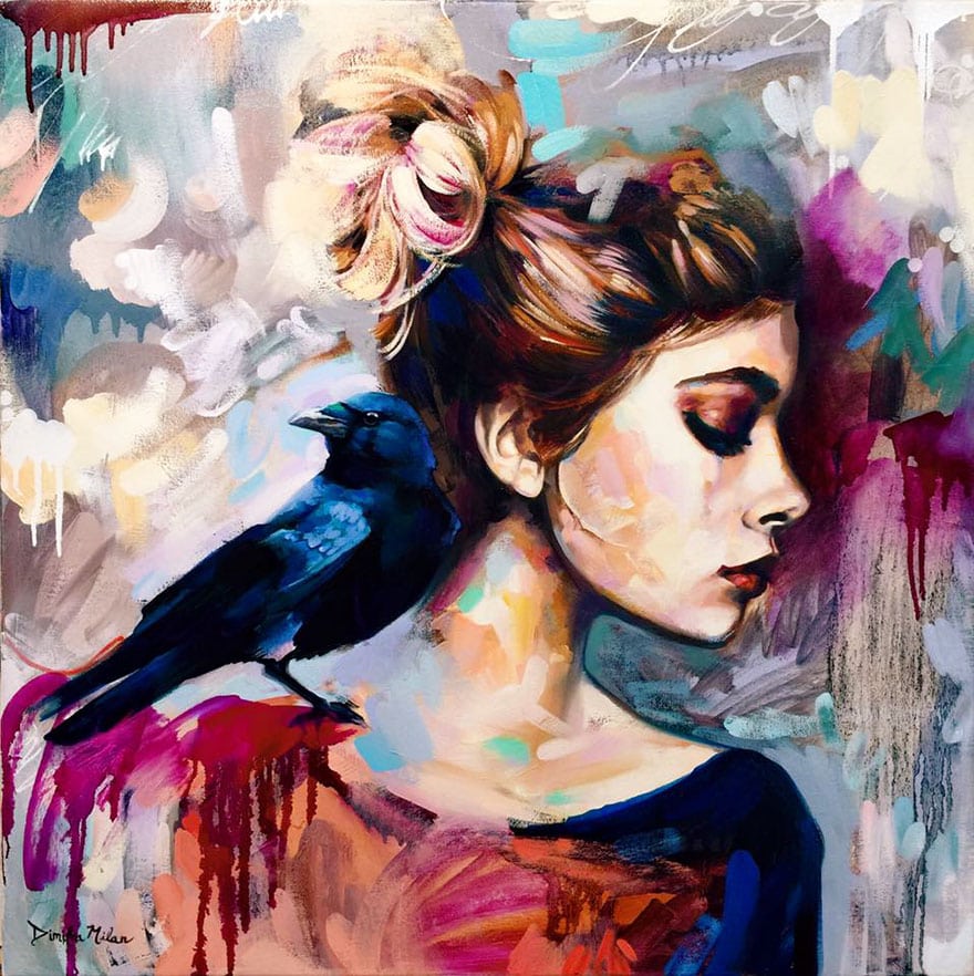 image photo art artiste artist peinture portrait painting peintre oeuvre d'art toile tableau pinceau création illustration illustrateur femme woman Dimitra Milan