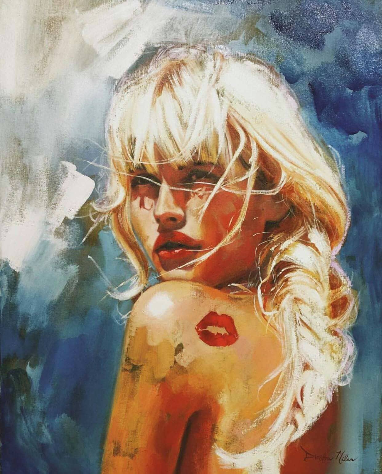 image photo art artiste artist peinture portrait painting peintre oeuvre d'art toile tableau pinceau création illustration illustrateur femme woman Dimitra Milan